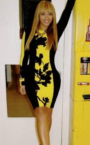 F66619  Beyonce Floral Style Long Sleeve Bodycon Dress
